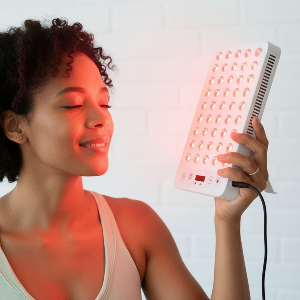 Professioneel roodlichttherapie apparaat voor huidondersteuning, dicht bij het gezicht