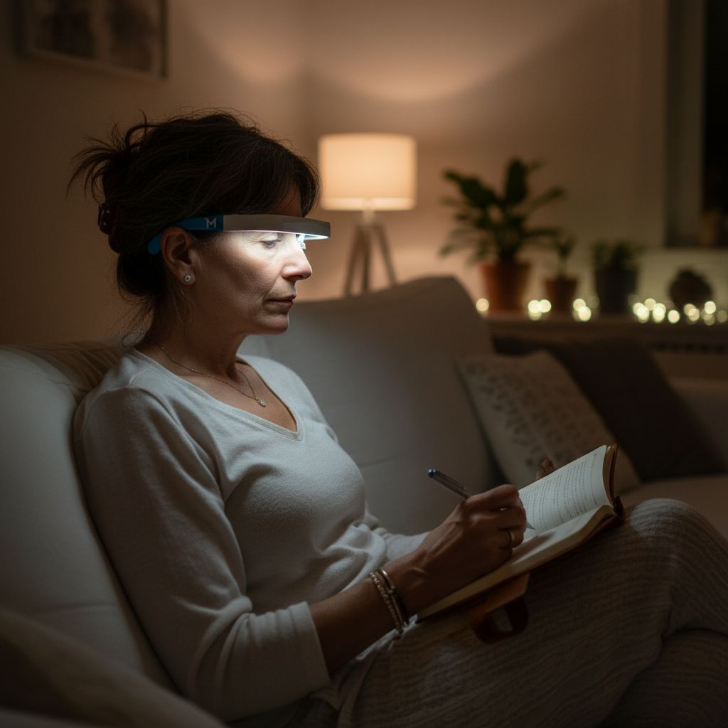 lichttherapie bril in huis voor ondersteuning van focus en een stabiel dagritme overdag