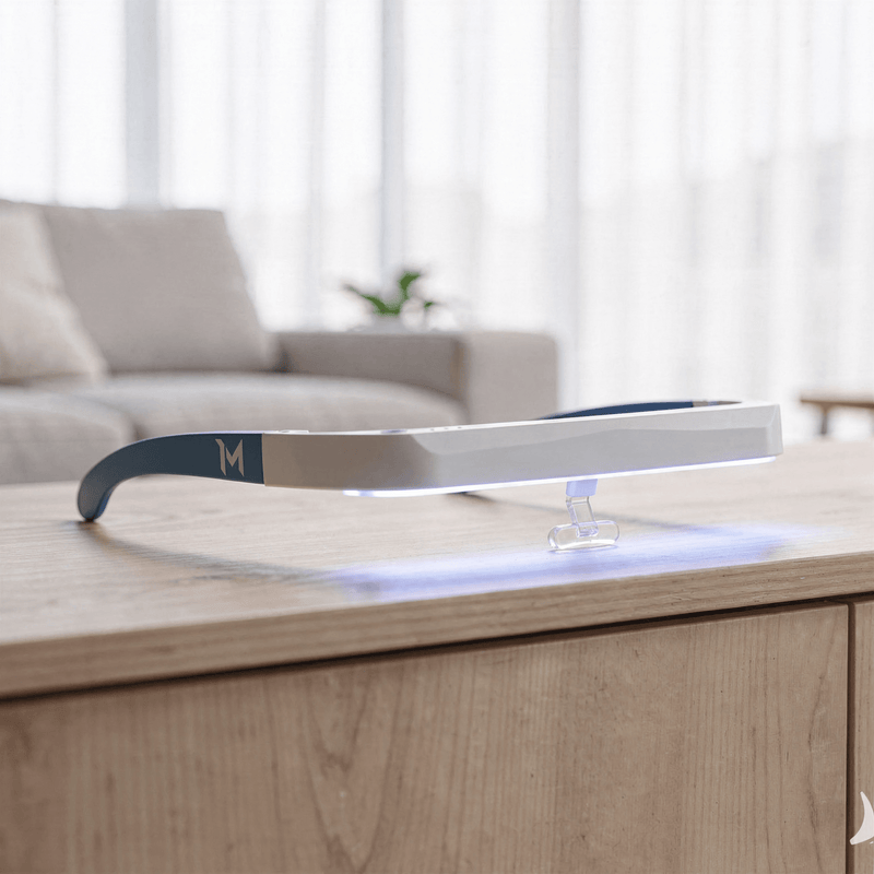 Mvolo Daglicht Bril PRO herstelt je natuurlijke ritme, verhoogt energie, focus en stemming, voor een frisse start van je dag.