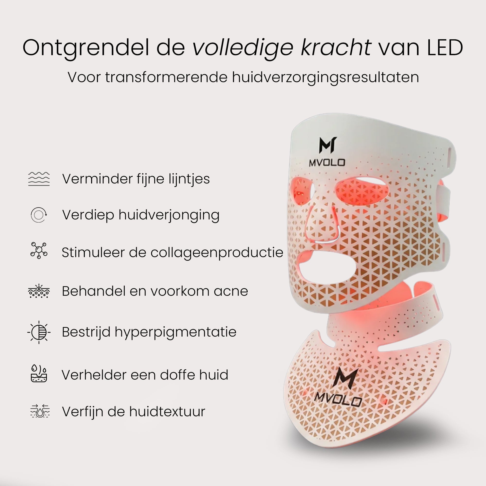 LED Face Mask + Halsmasker - Mvolo