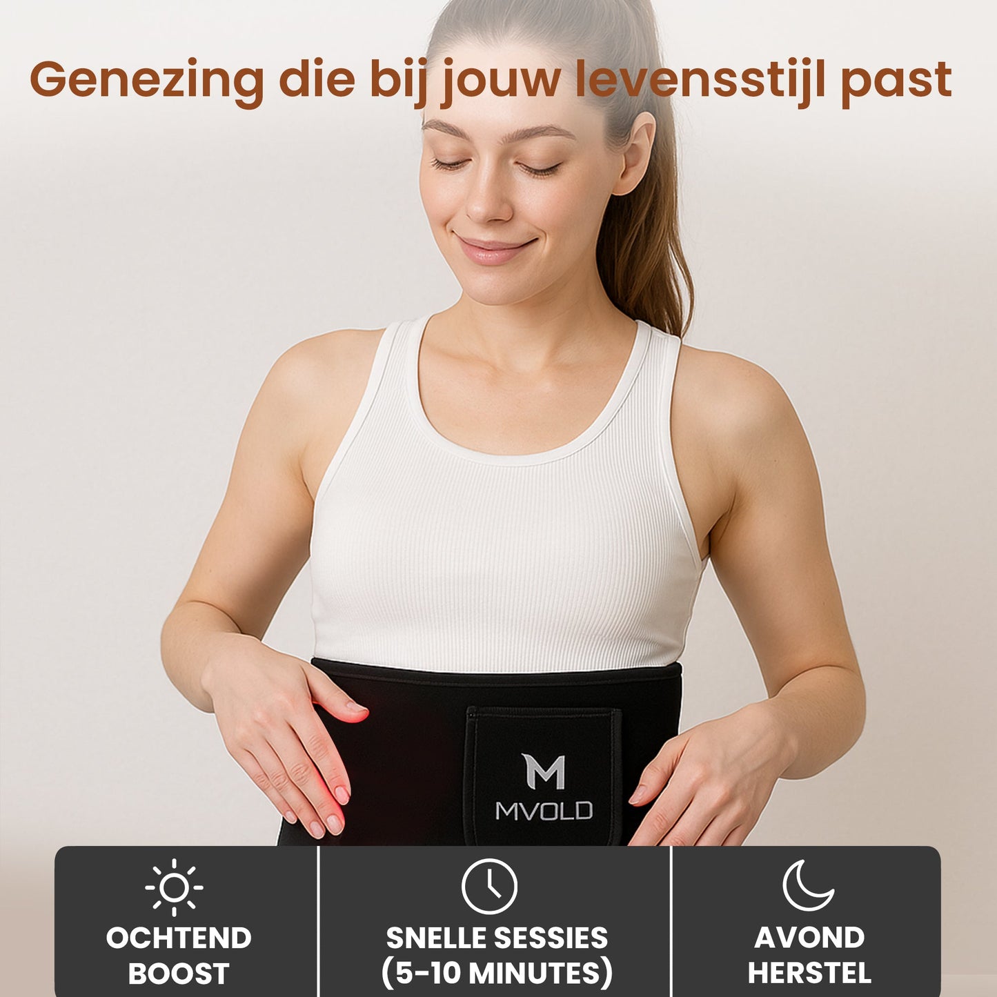 Roodlichttherapie Rugband voor Effectieve Pijnverlichting - Mvolo
