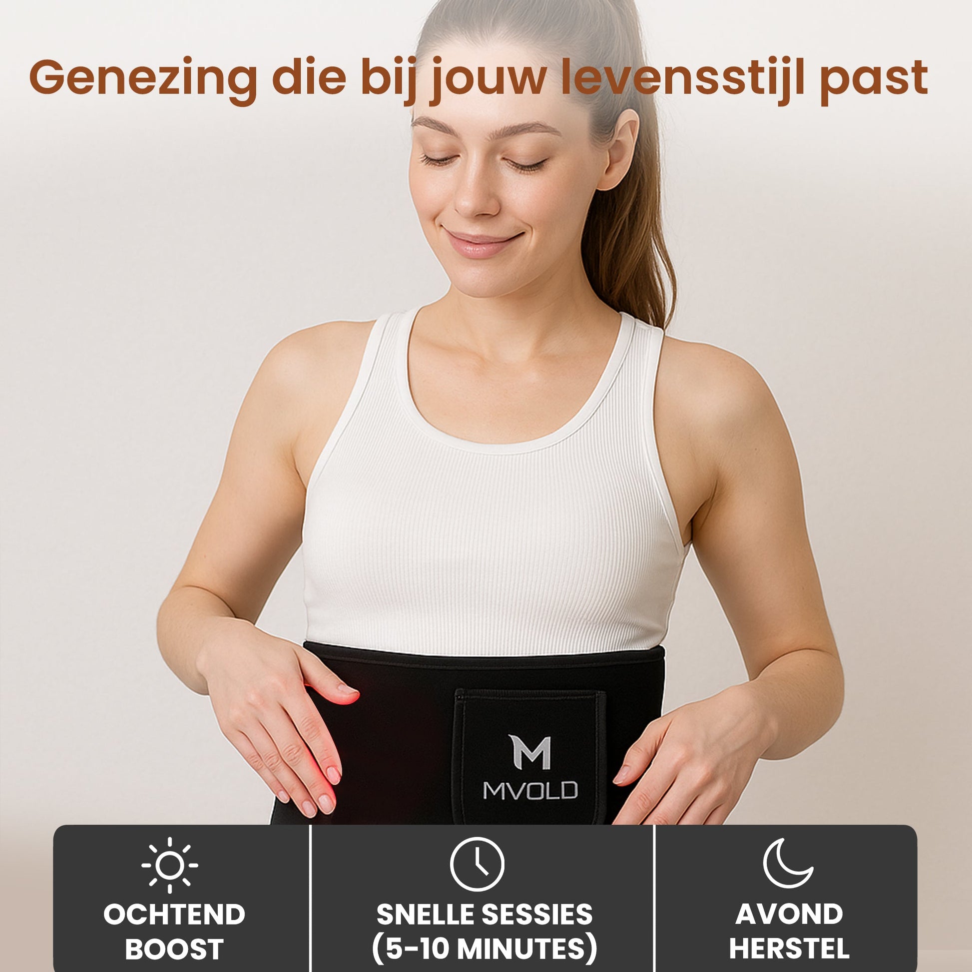 Roodlichttherapie Rugband voor Effectieve Pijnverlichting - Mvolo