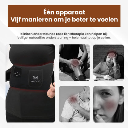 Roodlichttherapie Rugband voor Effectieve Pijnverlichting - Mvolo