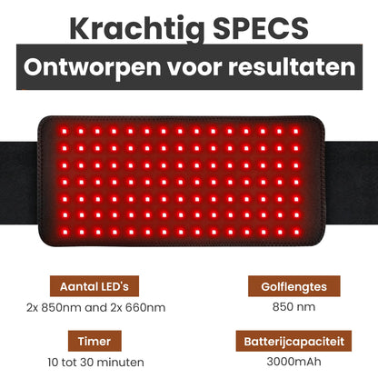Roodlichttherapie Rugband voor Effectieve Pijnverlichting - Mvolo
