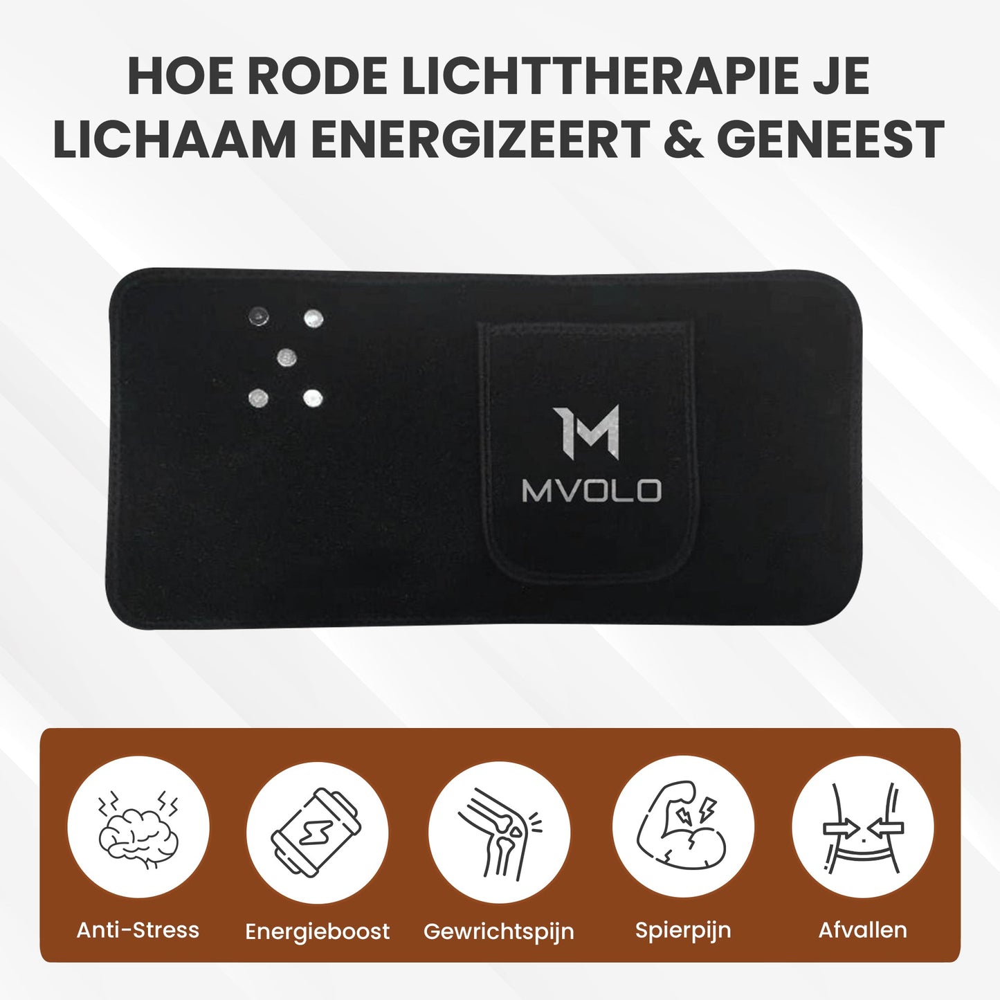 Roodlichttherapie Rugband voor Effectieve Pijnverlichting - Mvolo