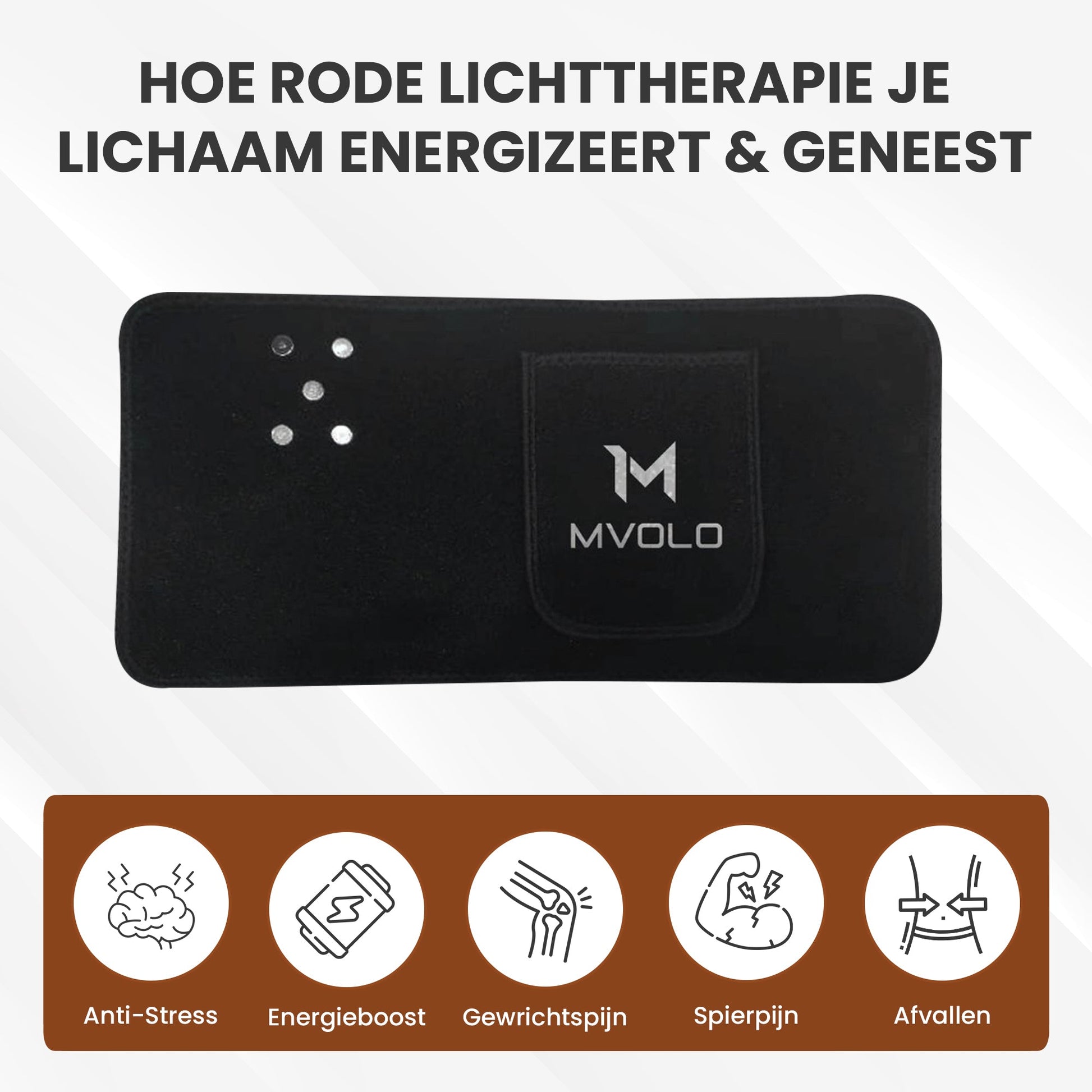 Roodlichttherapie Rugband voor Effectieve Pijnverlichting - Mvolo