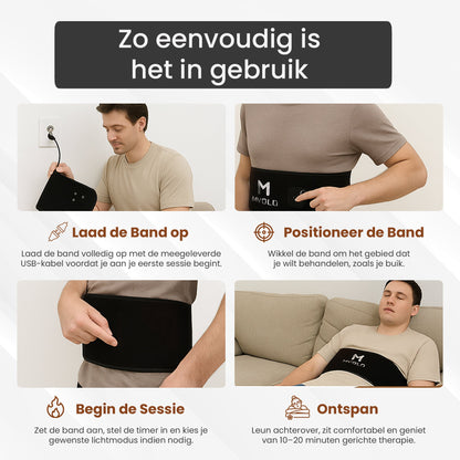 Roodlichttherapie Rugband voor Effectieve Pijnverlichting - Mvolo